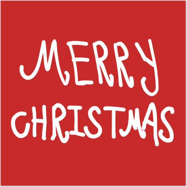 White Hand Drawn Merry Christmas Doodle Wall Art by Creatifly Graphic Tees