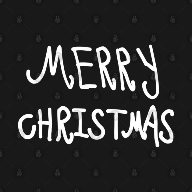 White Hand Drawn Merry Christmas Doodle by Creatifly Graphic Tees