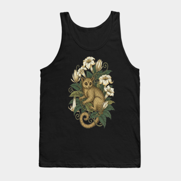 Cute Kinkajou Honey Bear with White Flowers Tank Top by BirdsnStuff