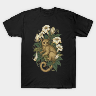 Cute Kinkajou Honey Bear with White Flowers T-Shirt