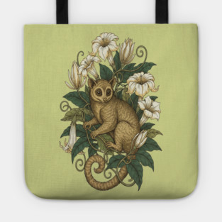 Cute Kinkajou Honey Bear with White Flowers Tote
