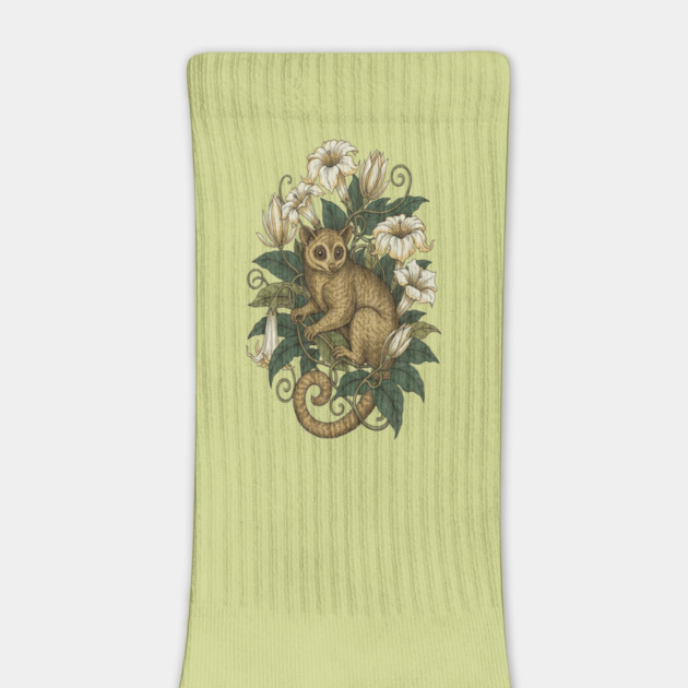 Cute Kinkajou Honey Bear with White Flowers by BirdsnStuff