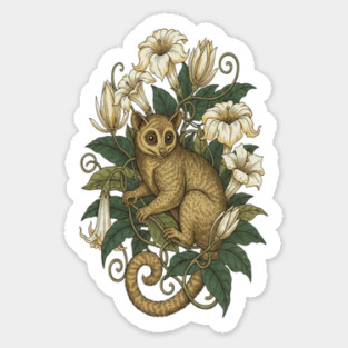Cute Kinkajou Honey Bear with White Flowers Magnet