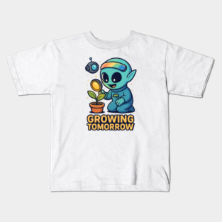 Growing Tomorrow – Cute Alien Growth Art | Wholesome Space Nature Tee Kids T-Shirt