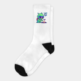 Nurture the Stars – Cute Alien Plant Art | Wholesome Cosmic Growth Tee Socks