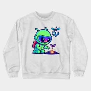 Nurture the Stars – Cute Alien Plant Art | Wholesome Cosmic Growth Tee Crewneck Sweatshirt