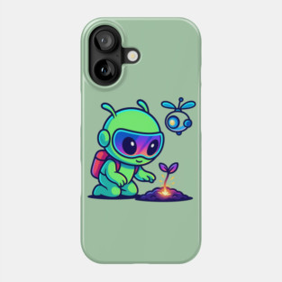 Nurture the Stars – Cute Alien Plant Art | Wholesome Cosmic Growth Tee Phone Case