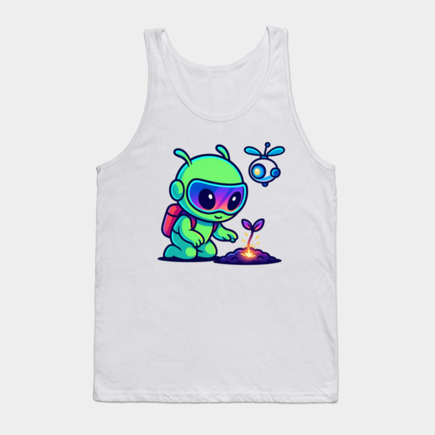 Nurture the Stars – Cute Alien Plant Art | Wholesome Cosmic Growth Tee Tank Top by Anne Lee