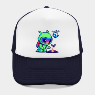 Nurture the Stars – Cute Alien Plant Art | Wholesome Cosmic Growth Tee Hat
