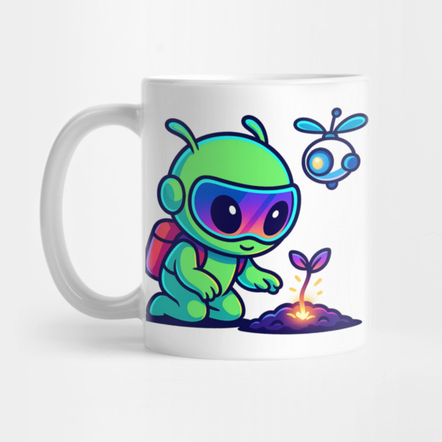 Nurture the Stars – Cute Alien Plant Art | Wholesome Cosmic Growth Tee by Anne Lee