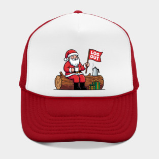 Santa Claus Log Out Coffee Break Pun Hat