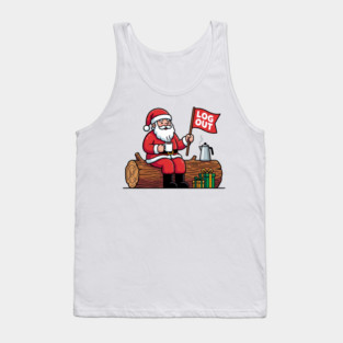 Santa Claus Log Out Coffee Break Pun Tank Top