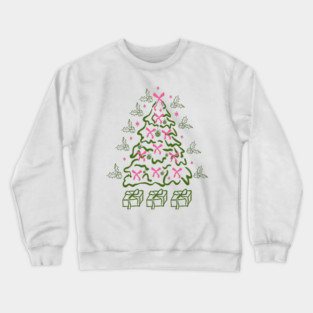Coquette Pink Bows Christmas Tree Crewneck Sweatshirt