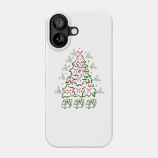 Coquette Pink Bows Christmas Tree Phone Case