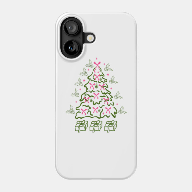 Coquette Pink Bows Christmas Tree Phone Case by Creatifly Graphic Tees