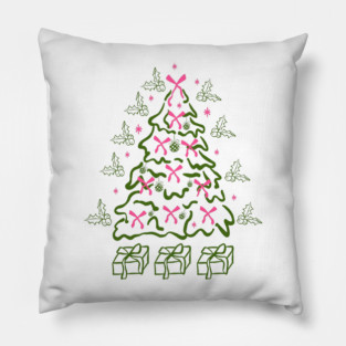 Coquette Pink Bows Christmas Tree Pillow