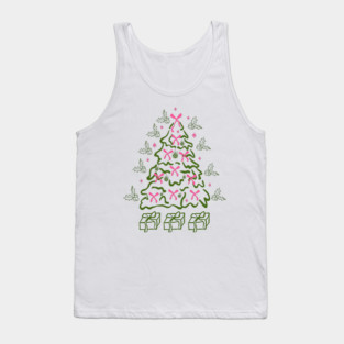 Coquette Pink Bows Christmas Tree Tank Top