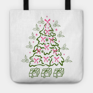 Coquette Pink Bows Christmas Tree Tote