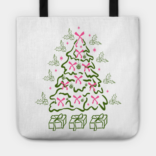 Coquette Pink Bows Christmas Tree Tote by Creatifly Graphic Tees