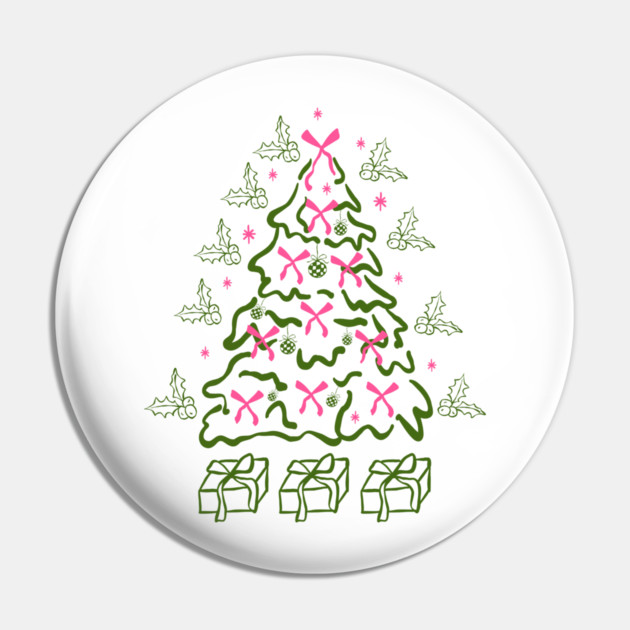 Coquette Pink Bows Christmas Tree Pin by Creatifly Graphic Tees