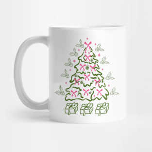 Coquette Pink Bows Christmas Tree Mug