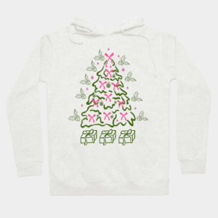 Coquette Pink Bows Christmas Tree Hoodie