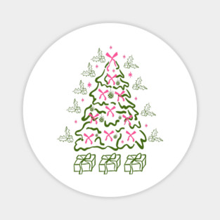 Coquette Pink Bows Christmas Tree Magnet