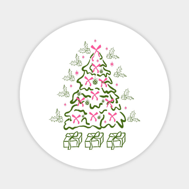 Coquette Pink Bows Christmas Tree Magnet by Creatifly Graphic Tees