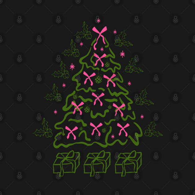 Coquette Pink Bows Christmas Tree by Creatifly Graphic Tees