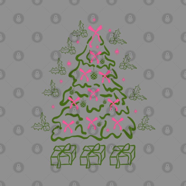 Coquette Pink Bows Christmas Tree by Creatifly Graphic Tees