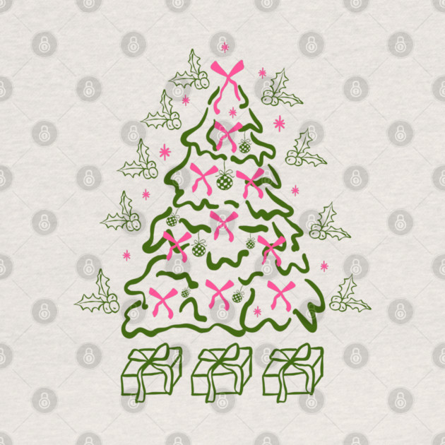 Coquette Pink Bows Christmas Tree by Creatifly Graphic Tees