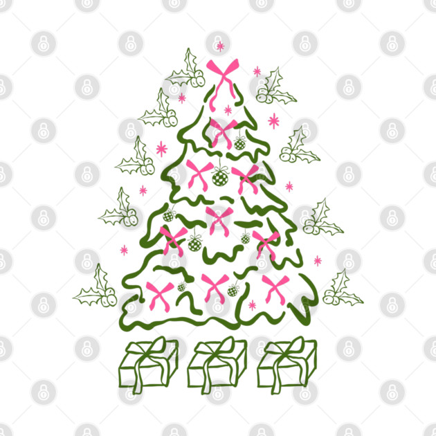 Coquette Pink Bows Christmas Tree by Creatifly Graphic Tees