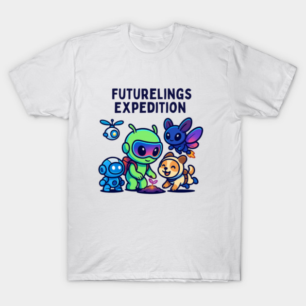 Futurelings Expedition – Cute Alien Team Growing a Sprout | Tomorrow Sprouts Tee T-Shirt by Anne Lee