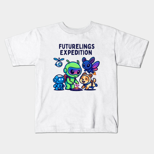 Futurelings Expedition – Cute Alien Team Growing a Sprout | Tomorrow Sprouts Tee Kids T-Shirt by Anne Lee