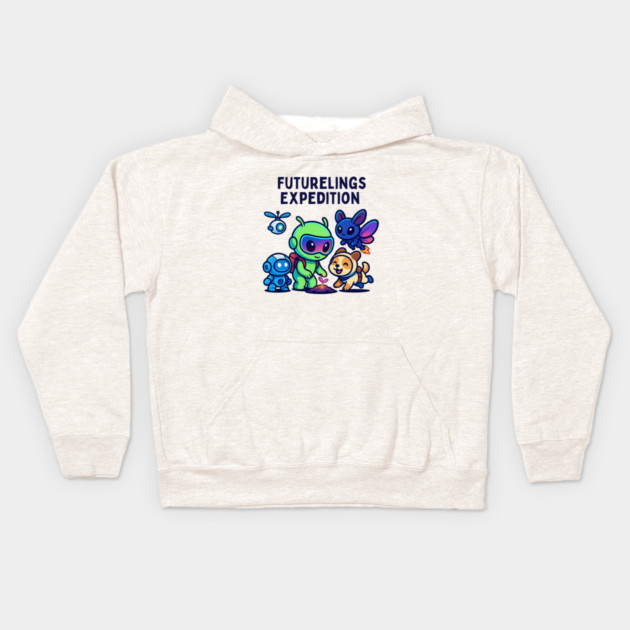 Futurelings Expedition – Cute Alien Team Growing a Sprout | Tomorrow Sprouts Tee Kids Hoodie by Anne Lee
