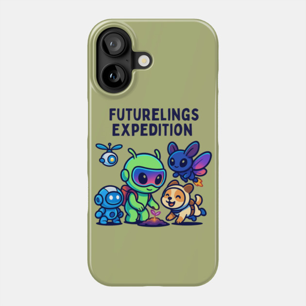 Futurelings Expedition – Cute Alien Team Growing a Sprout | Tomorrow Sprouts Tee Phone Case by Anne Lee