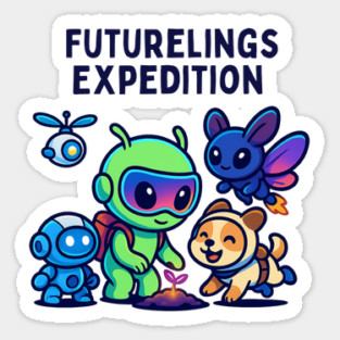Futurelings Expedition – Cute Alien Team Growing a Sprout | Tomorrow Sprouts Tee Magnet