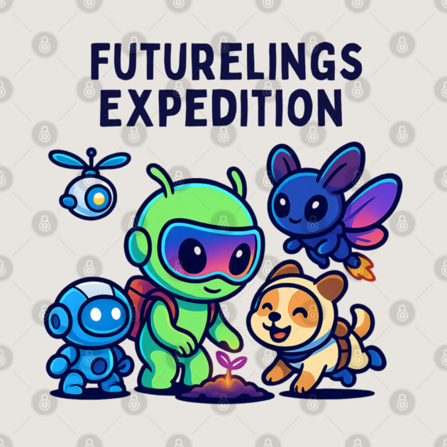 Futurelings Expedition – Cute Alien Team Growing a Sprout | Tomorrow Sprouts Tee by Anne Lee