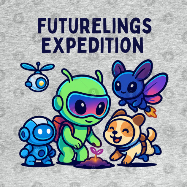 Futurelings Expedition – Cute Alien Team Growing a Sprout | Tomorrow Sprouts Tee by Anne Lee