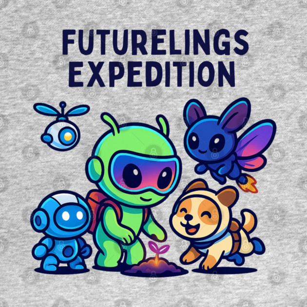Futurelings Expedition – Cute Alien Team Growing a Sprout | Tomorrow Sprouts Tee by Anne Lee