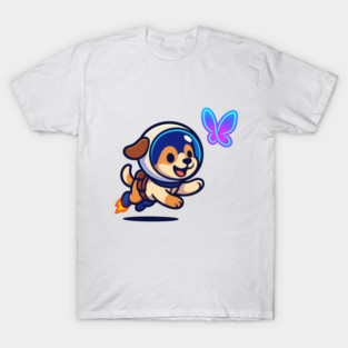 Chasing Tomorrow – Cute Space Pup & Butterfly | Wholesome Tomorrow Sprouts Tee T-Shirt