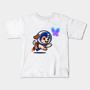 Chasing Tomorrow – Cute Space Pup & Butterfly | Wholesome Tomorrow Sprouts Tee Kids T-Shirt