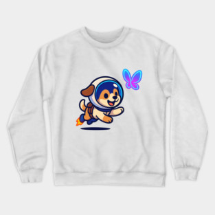 Chasing Tomorrow – Cute Space Pup & Butterfly | Wholesome Tomorrow Sprouts Tee Crewneck Sweatshirt
