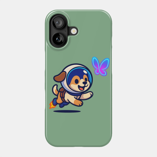 Chasing Tomorrow – Cute Space Pup & Butterfly | Wholesome Tomorrow Sprouts Tee Phone Case by Anne Lee