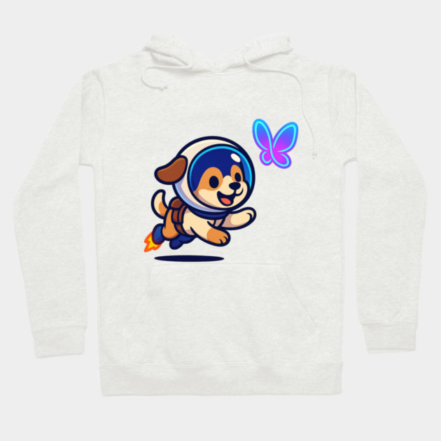 Chasing Tomorrow – Cute Space Pup & Butterfly | Wholesome Tomorrow Sprouts Tee Hoodie by Anne Lee