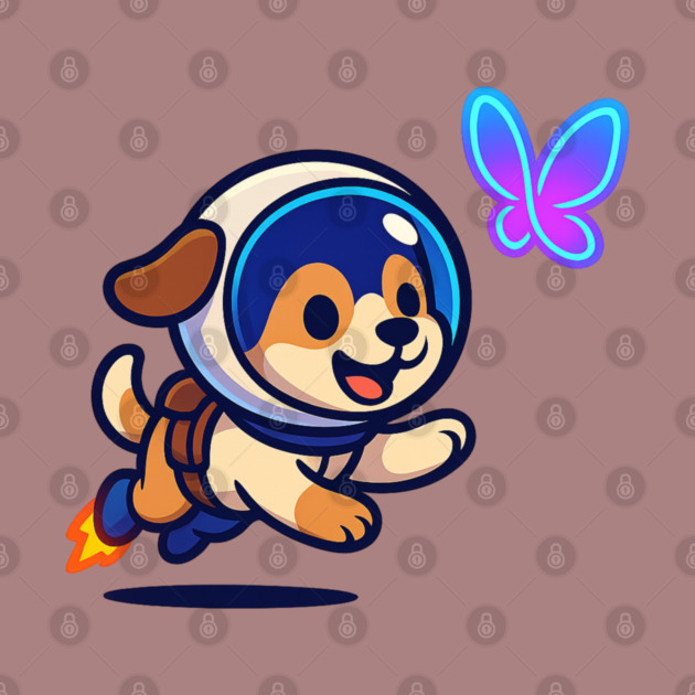 Chasing Tomorrow – Cute Space Pup & Butterfly | Wholesome Tomorrow Sprouts Tee by Anne Lee