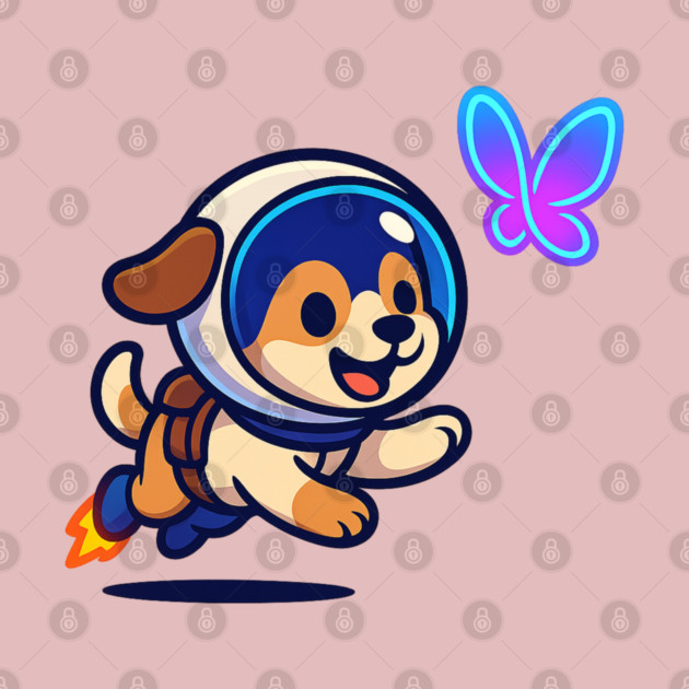 Chasing Tomorrow – Cute Space Pup & Butterfly | Wholesome Tomorrow Sprouts Tee by Anne Lee