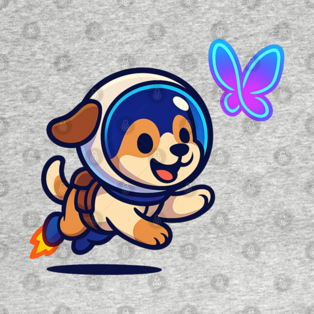 Chasing Tomorrow – Cute Space Pup & Butterfly | Wholesome Tomorrow Sprouts Tee by Anne Lee