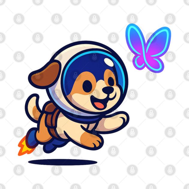Chasing Tomorrow – Cute Space Pup & Butterfly | Wholesome Tomorrow Sprouts Tee by Anne Lee