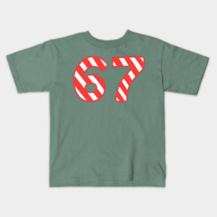 Candy Cane Striped 67 Meme Christmas Kids T-Shirt